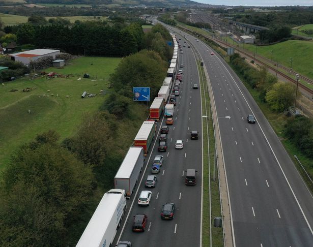 Aerial pictures show huge Channel Tunnel queues as maintenance work causes long delays