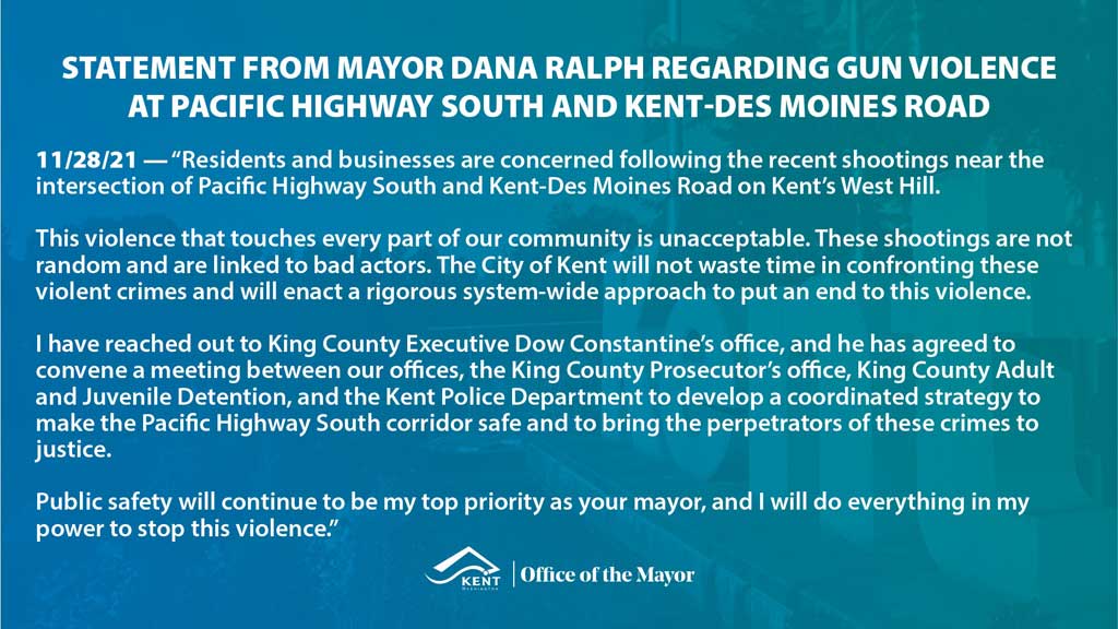 Mayor Dana Ralph issues statement on recent shootings on Kent’s west hill