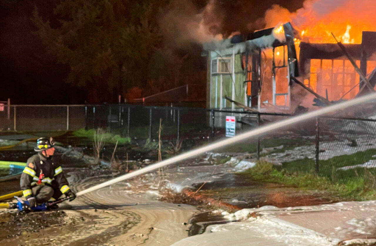 Fire destroys former SeaTac elementary school | Photos