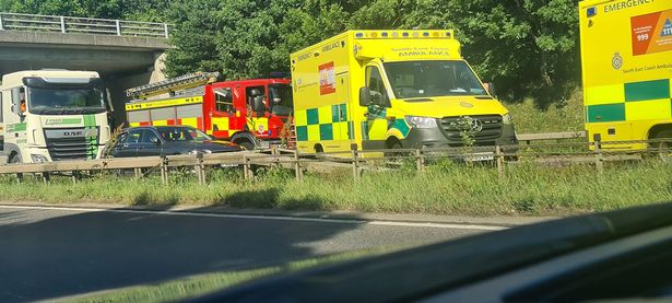 Two people taken to hospital after lorry crash shuts A249 near Sittingbourne